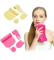 facial makeup remover towel puff gloves hair band makeup remover set microfiber washing reusable beauty tool