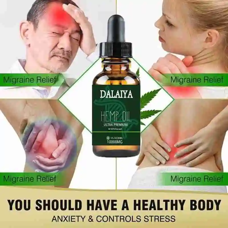 

Hemp oil essential oils 10000mg drops body pain relieve anxiety stress help sleep spa massage oil skin care 30ml