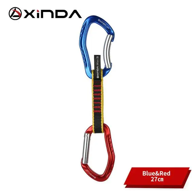 Blue Red 27cm Профессиональные скалолазание Quickdraw карабины слинг безопасности замок удлинители прямой изогнутый Карабин Открытый защитные наборы - Цвет: Blue Red 27cm