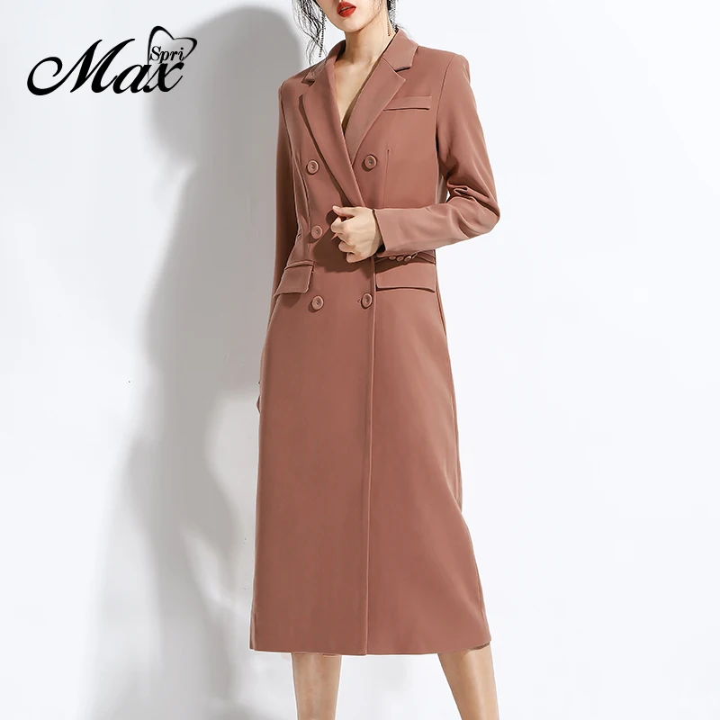 Женский костюм с длинным рукавом Max Spri двубортный облегающий пиджак v образным