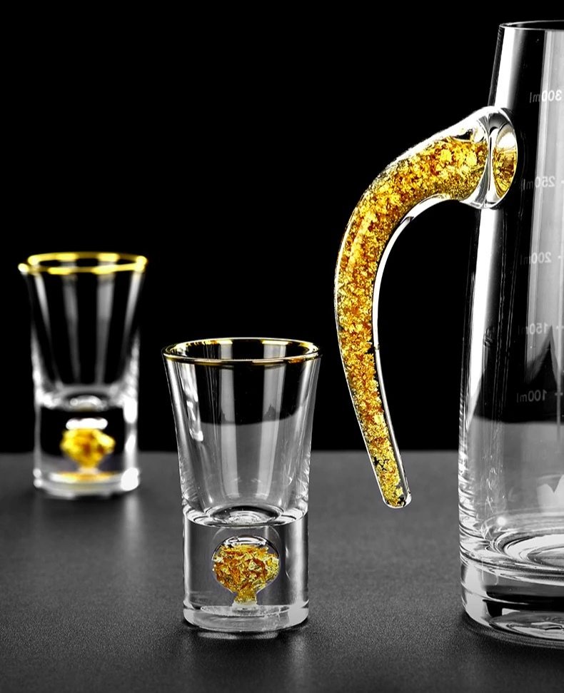 Лучшее качество 24K из золотой фольги Кристальный Саке спиртные напитки рюмка es глубина бомба коктейль миниатюрный винный бокал Sheezer крепкий напиток чашка