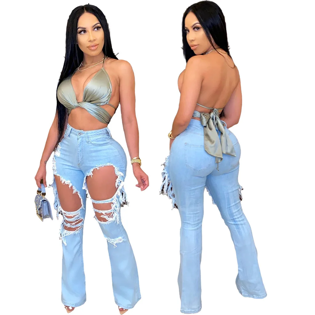 

Washed Jeans High Waist Flare Pants High Waisted Jeans Ripped Jeans for Women Super Stretchy Jeans Momjeans Pants 3XLJeans Pants