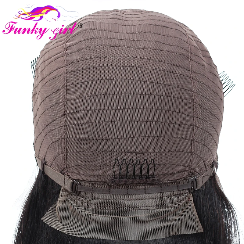 Funky Girl 13x4 человеческие волосы на кружеве, парики предварительно выщипанной плотности, 150%, бразильские волосы Remy, прямые волосы на кружеве, парик для черных женщин