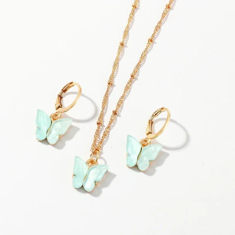 

New Boho Festival Butterfly Earrings Necklace Jewelery Set Multicolor Colours
