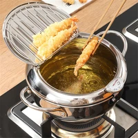 deep frying pot 304 stainless steel with thermometer and lid kitchen tempura fryer pan cooking pots saucepan cookware tools
