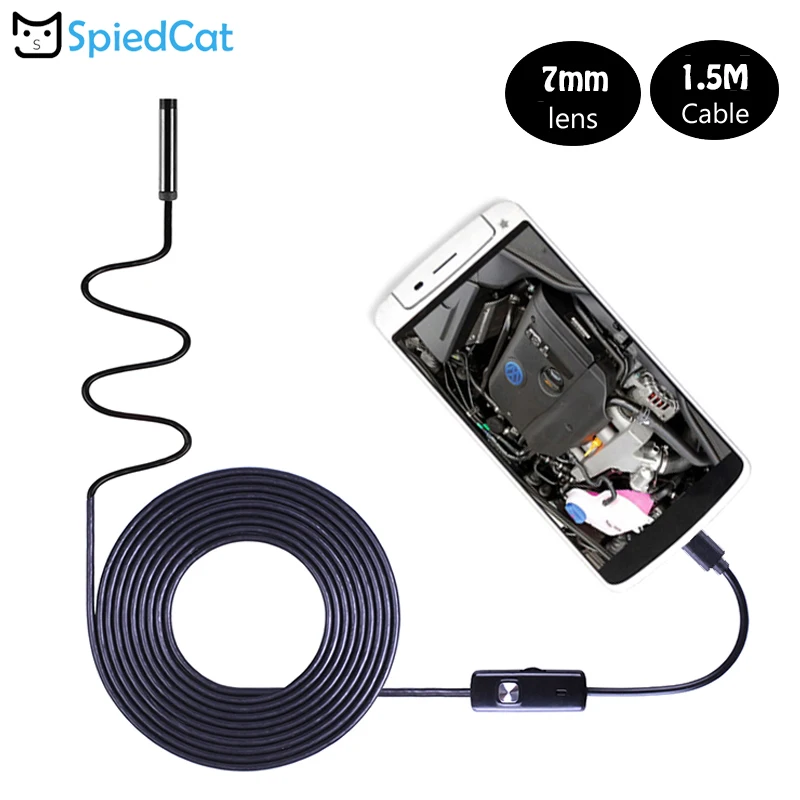 Мини-эндоскоп с линзой 7 мм 6 светодиодов Android OTG USB 1 5 м мягким кабелем для осмотра