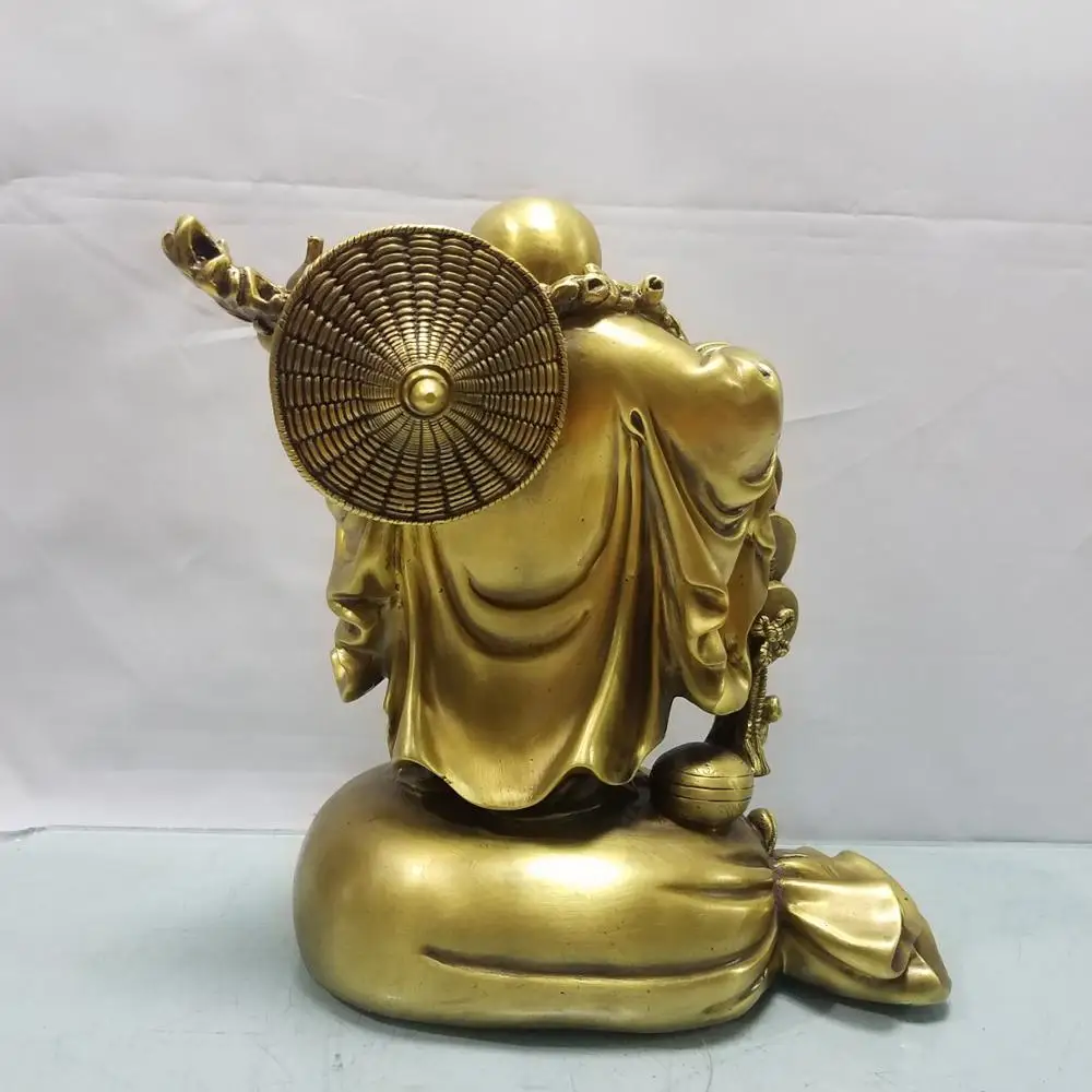 

wedding decoration Chinese Seikos Bronze Buddhist Arhat Buddha statue Holding Ruyi Coins The meaning is auspicious