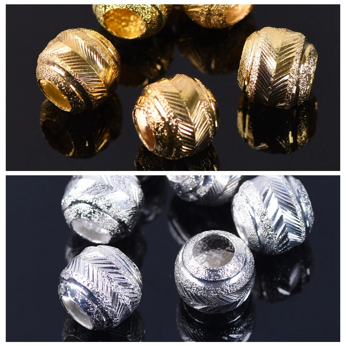 

Gold Color Plated Round 8mm 10mm Hollow Matte Metal Brass Loose Spacer Big Hole Beads Lot For Jewelry Making DIY Crafts