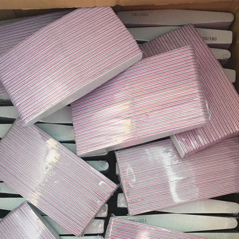 

5Pcs Sandpaper Nail File Set 100/180 Double Side Sanding Buffer Block Grey Nail Files For Grinding Polishing Gel Manicure Tools