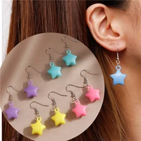 simple design candy color lovely heart star drop earrings for women girls fashion cute ear cuff piercing dangle earring jewelry