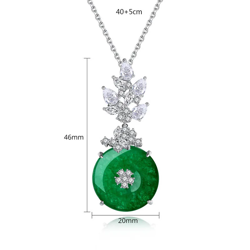 

Cellacity Trendy Round Jade Pendant Necklace for Women Silver 925 Jewelry Gemstones Female Banquet Party Neck Ornament Wholesale