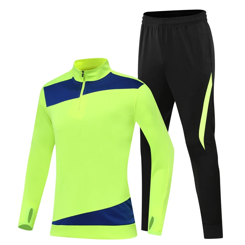 Neon Green Детская зимняя спортивная одежда для футбола; Спортивный костюм с длинными рукавами; длинные штаны; трикотажные костюмы для фитнеса и бега; спортивная форма для бега - Цвет: Neon Green