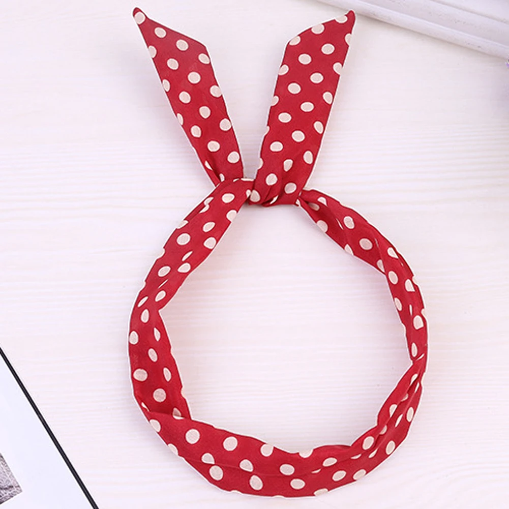 

1Pcs Cute Headband Dot Bow Rabbit Bunny Ear Ribbon Hair Band Nice-Looking Wire Elastic Headband Wrap Fashion Hair Accessories