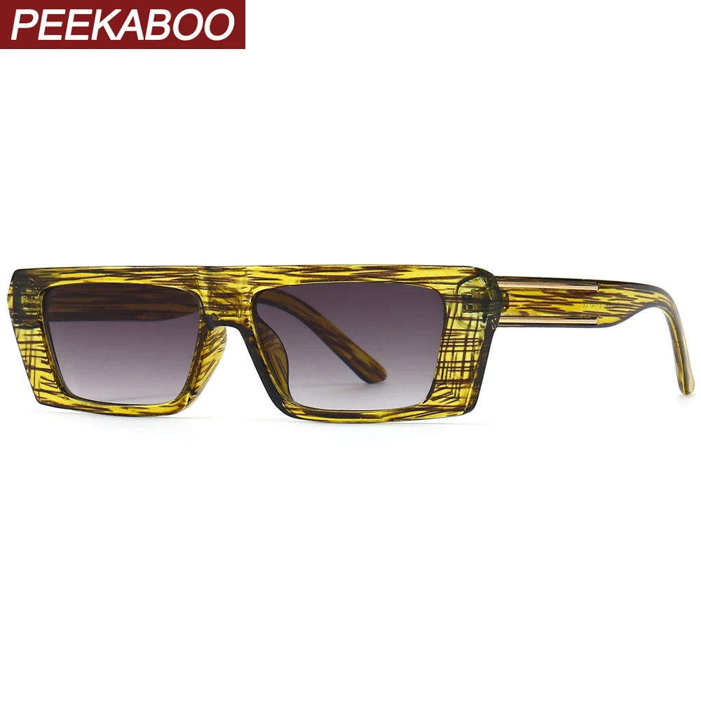 

Мужские и женские прямоугольные солнцезащитные очки Peekaboo, с узором, uv400, зеленый, коричневый цвет, модные солнцезащитные очки для женщин, акс...