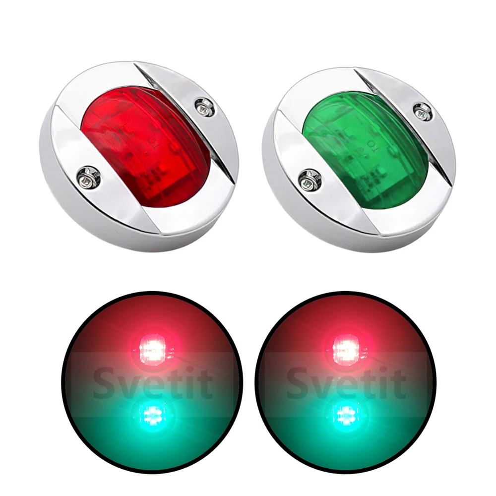 

1 Set Green Red Navigation Lights For Boats 12V Marine Yacht Stern Signal Lamp Chrome Bezel Boat Light LED