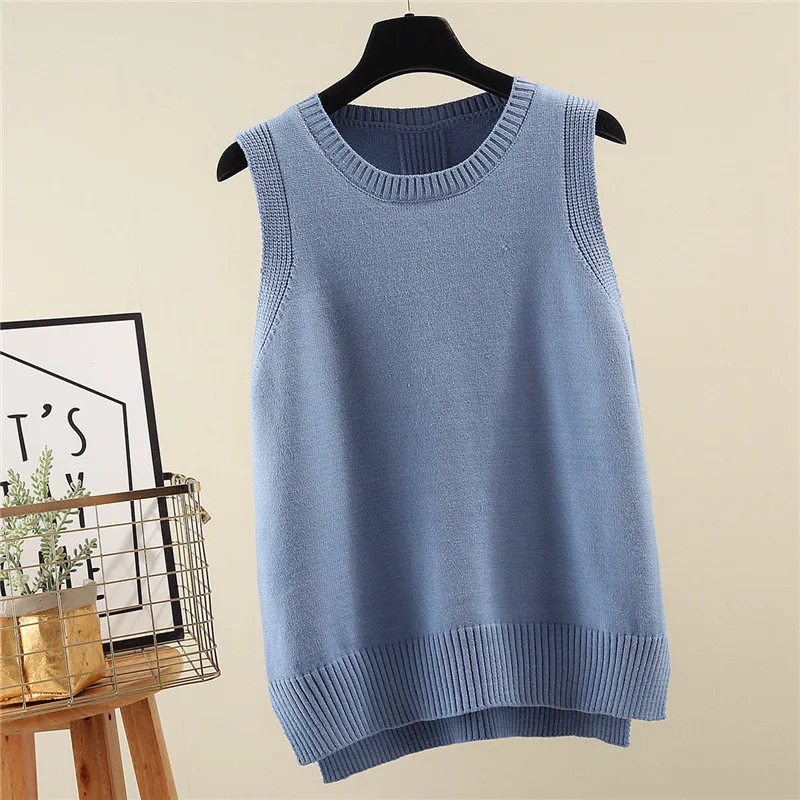 

New 2020 Spring Autumn Winter Solid Sleeveless Sweaters Women Vest Girls O Neck Knitted Pullover Tank Tops Waistcoat JW9321