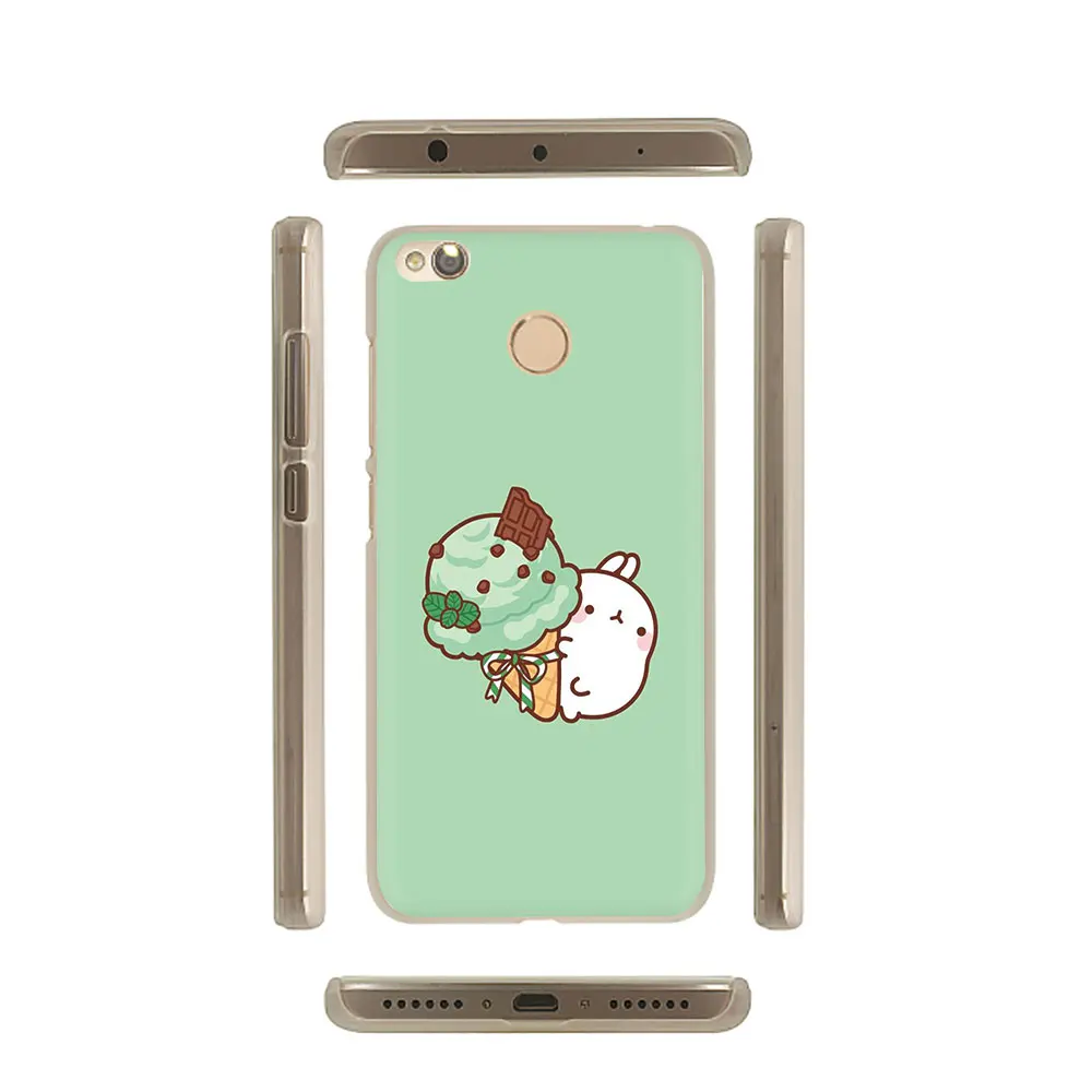 EWAU kawaii чай с Molang кекс жесткий чехол для телефона для Xiaomi Redmi Note 4 4X5 6 7 8 pro 5A Prime