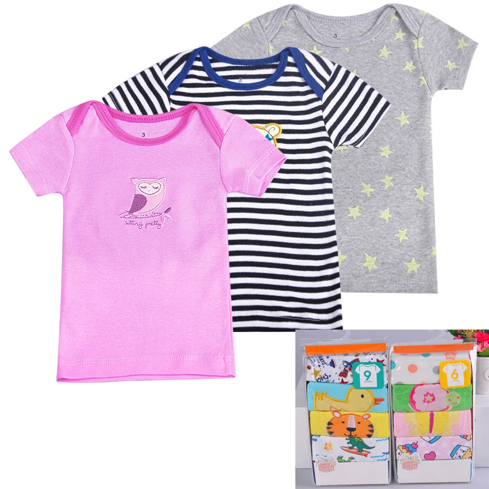 5 Pieces /Lot NewBorn 0-24M Baby Short t-Shirts Infant Babes Clothes Boys Girls T Shirt New born Babies Tops Toddlers Tees | Детская