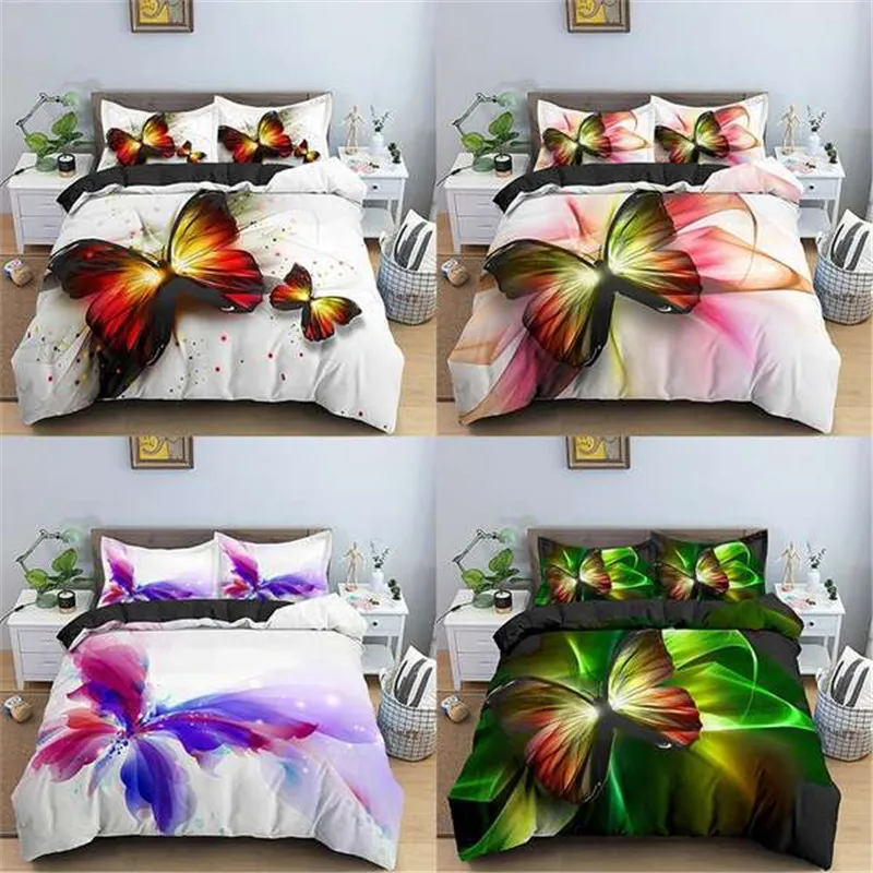 

Butterfly Bedding Set Glowing Animal Print 3d Comforter Cover Set With Pillowcase Queen King Size Bed Cover Quilt Cover 2/3pcs