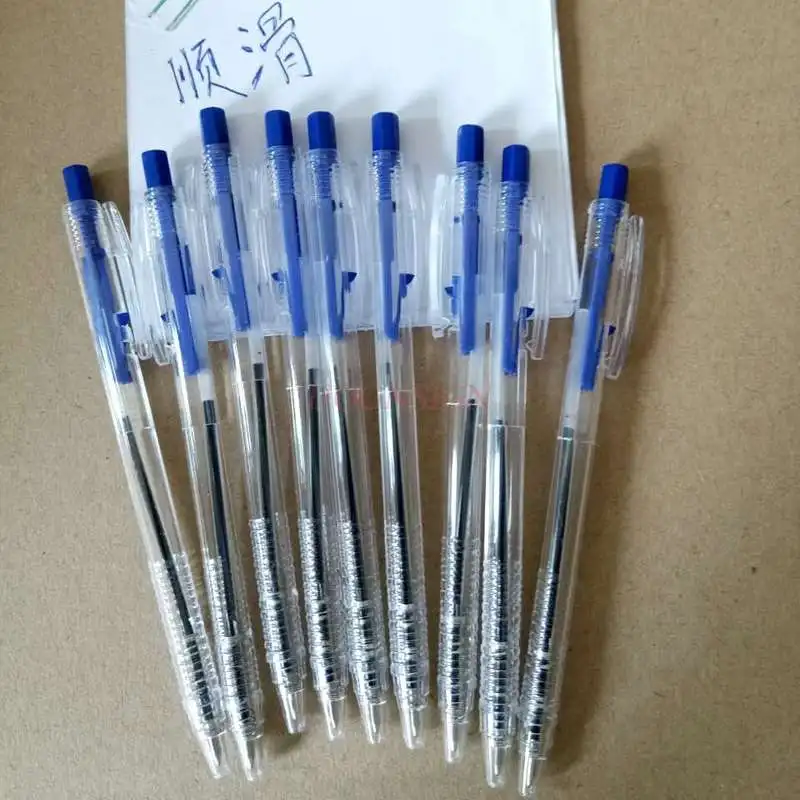 24 шт пресс Шариковая ручка для офиса встречи шариковая ручка прозрачная простая шариковая ручка масляная ручка от AliExpress WW