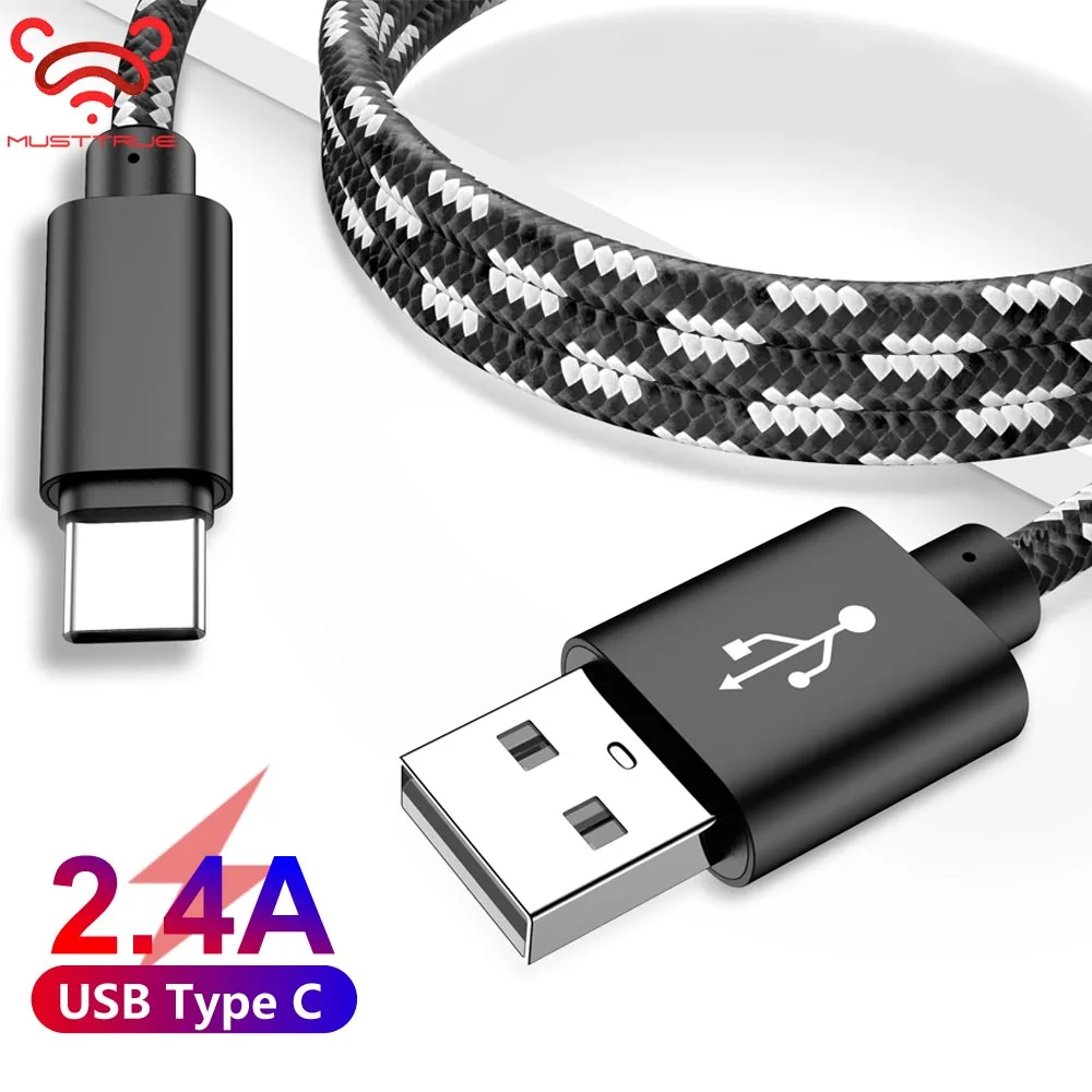 MUSTTRUE 2.4A USB Type C кабель для быстрой зарядки Xiaomi Mi 8 Samsung Oneplus USBC Android зарядное