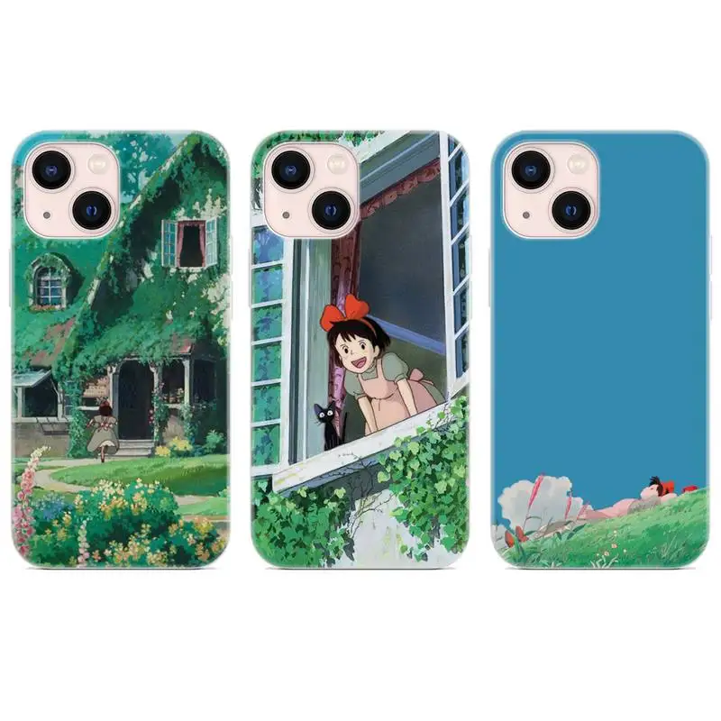 

Kikis Delivery Service Anime Cartoon Phone Case White Color For iPhone 13 12 Mini 11 Pro X XR XS Max 8 7 6 Plus Coque Funda