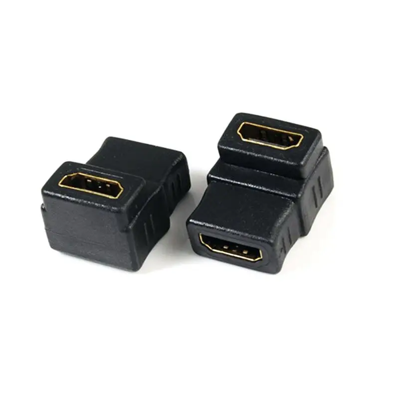 100pcs HDMI-compatible HDMI Female to HDMI Female 90 Degree Up Angle Adapter  Converter Connector