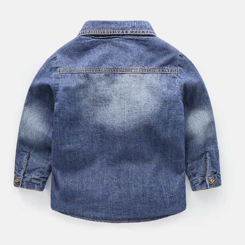 Утепленная джинсовая рубашка для мальчиков теплая осенне-зимняя одежда детская