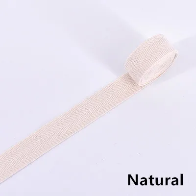natural 20 мм) цветная елочка/хлопчатобумажная лента с саржевым переплетением/хлопчатобумажная тесьма/косой привязки ленты, 50 м/рулон - Цвет: natural