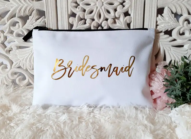 Уникальные чехлы на молнии для невесты Холщовая Сумка макияжа с монограммой