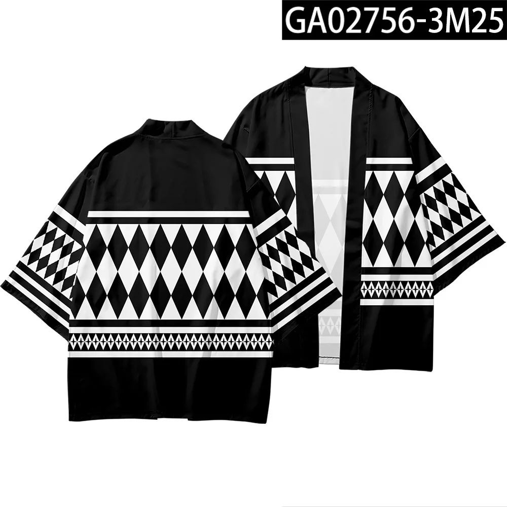 Кимоно мужское с коротким рукавом топ аниме принтом Токийский рептилии черный