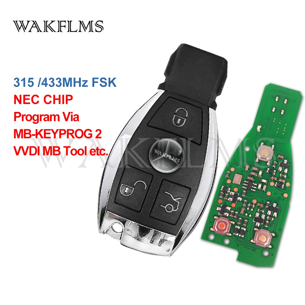 2 аккумулятора NEC чип 315 МГц панический 433 ФОБ для Mercedes Benz A B C E G R S КЛАСС CL CLK CLS GL ML SL