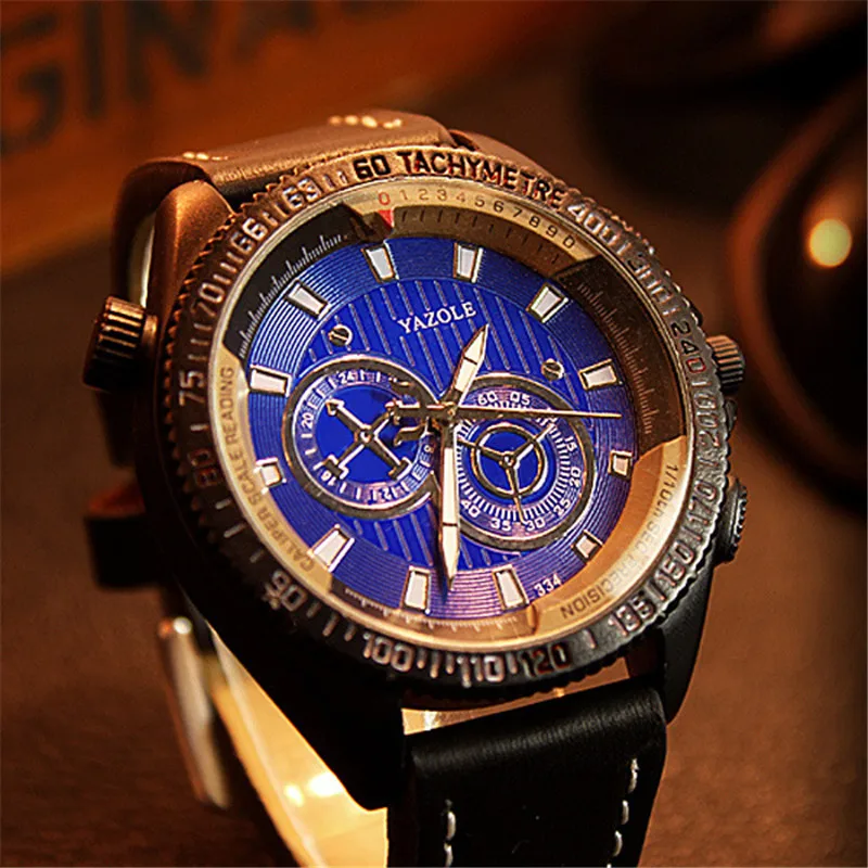YAZOLE brand fashion trend men's quartz watch Outdoor sports Middle school watch strap personality large dial