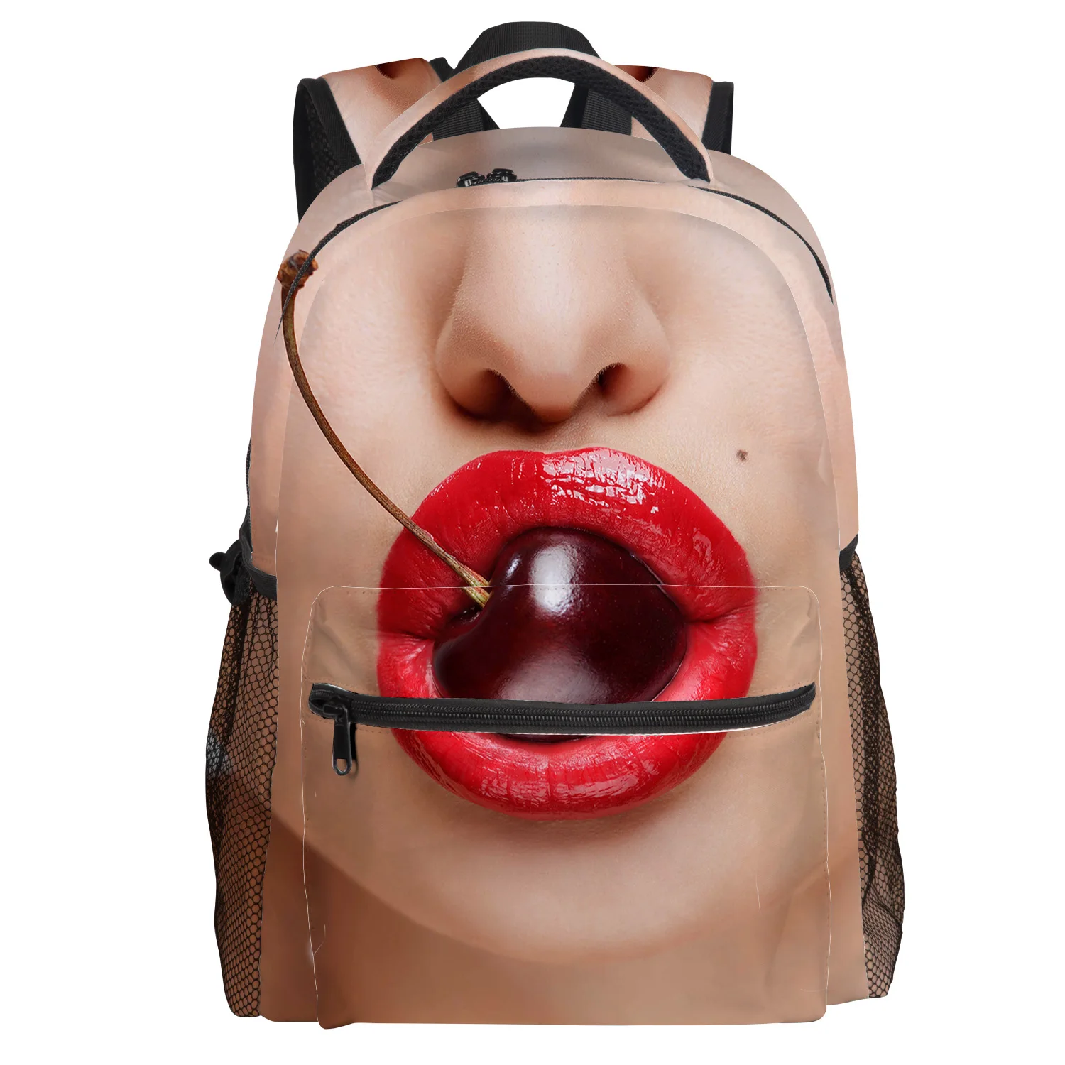 Женская с красными губами рюкзак вишнями Колледж обувь для учащихся
