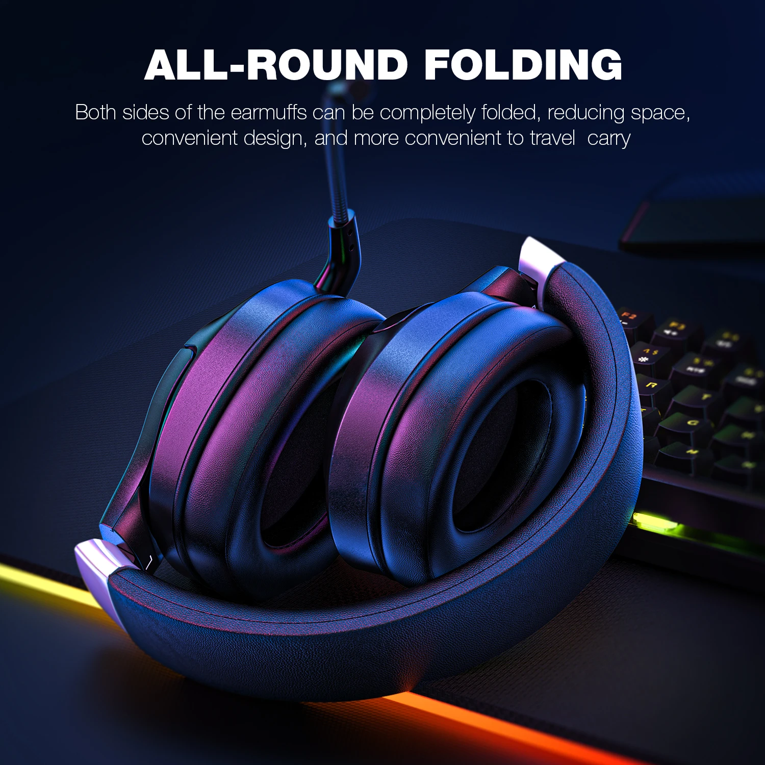 

Gaming Headset Wired Headphones With Microphone Stereo Earphones For Xbox One Foldable Headsets Gamer RGB Lights For PS5 PC