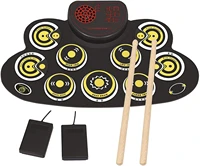 electronic drum kit childrens collapsible exercise drum pad rechargeable drum kit built in speaker foot pedals and drum stick