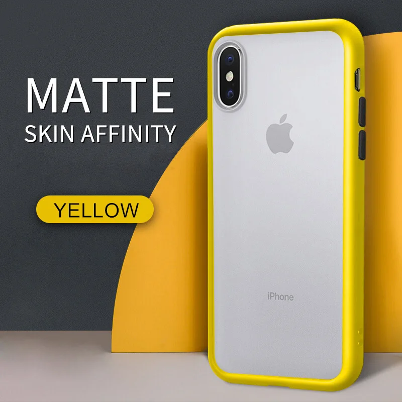 Противоударный силиконовый чехол-бампер для телефона для iPhone 11 Pro X XS Max 6 6S Plus Прозрачный матовый Жесткий Чехол для iPhone XR 7 8 Plus - Цвет: Yellow