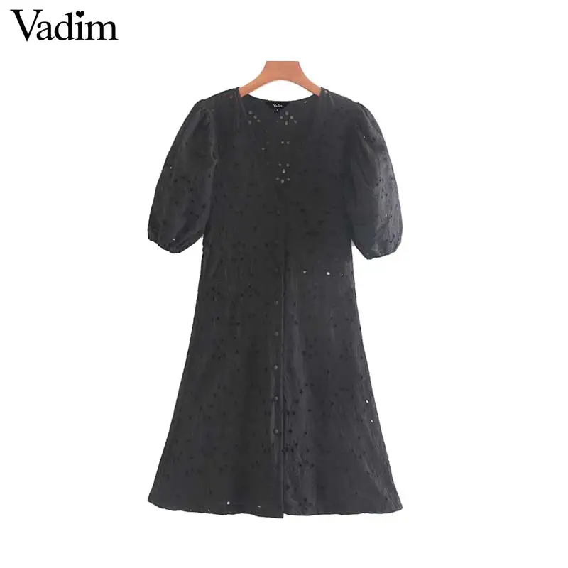 Vadim женское шикарное платье с вышивкой вырезами короткий рукав v образный вырез
