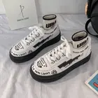 Женские Оригинальные кроссовки, зимняя Вулканизированная обувь на платформе, Симпатичные граффити, повседневная спортивная обувь для девочек, студенческие винтажные холщовые кроссовки