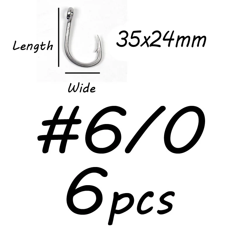 Size 6l0 6pcs Толстый провод из нержавеющей стали крючок для морской рыбалки Троллинг рыболовный крючок 4/0 5/0 6/0 7/0 8/0 9/0 10/0 Морские Рыболовные Снасти Терминал - Цвет: Size 6l0 6pcs