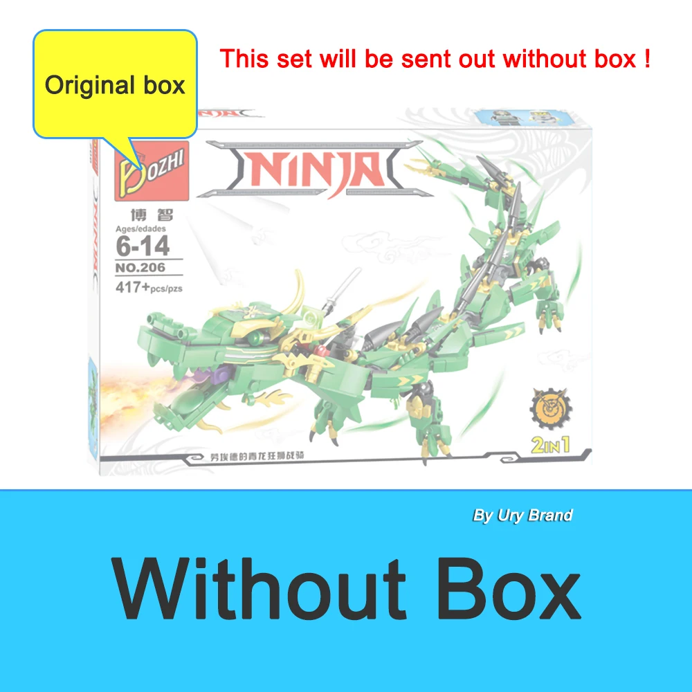 

574Pcs Compatible Ninjagoed Flying Green Mecha Dragon Building Blocks Boys Technic Bricks Model Toys for Children