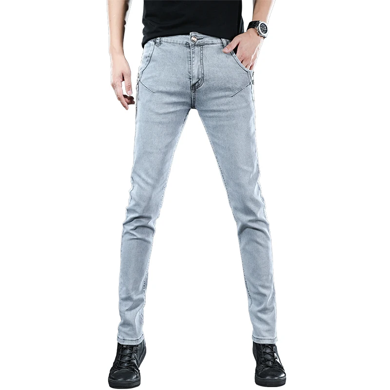 

Joker Han Edition Cultivate One's Morality Show Thin Leg Pants Men Leisure Small Straight Denim Trousers Grey Tide Fall Youth