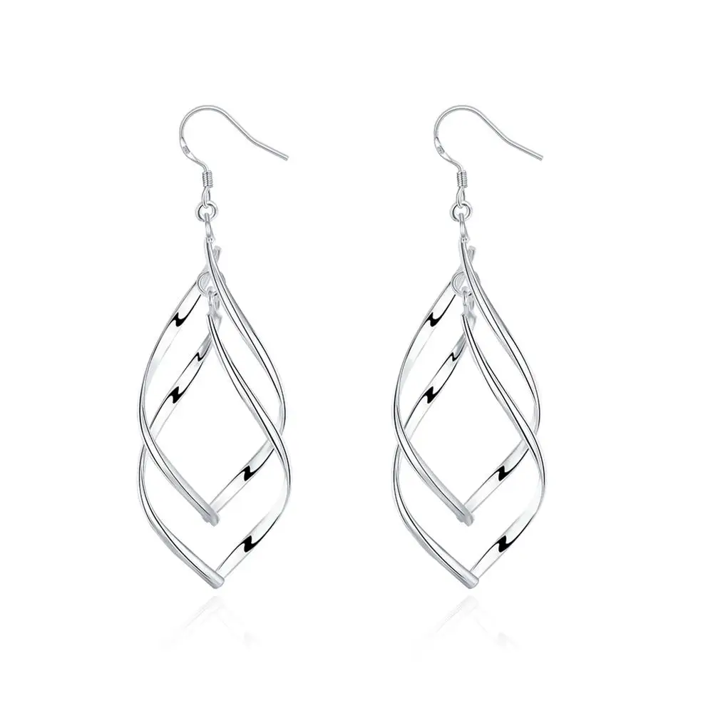 

Double Plantain Earrings Fashion Leaf Silver Earrings E168