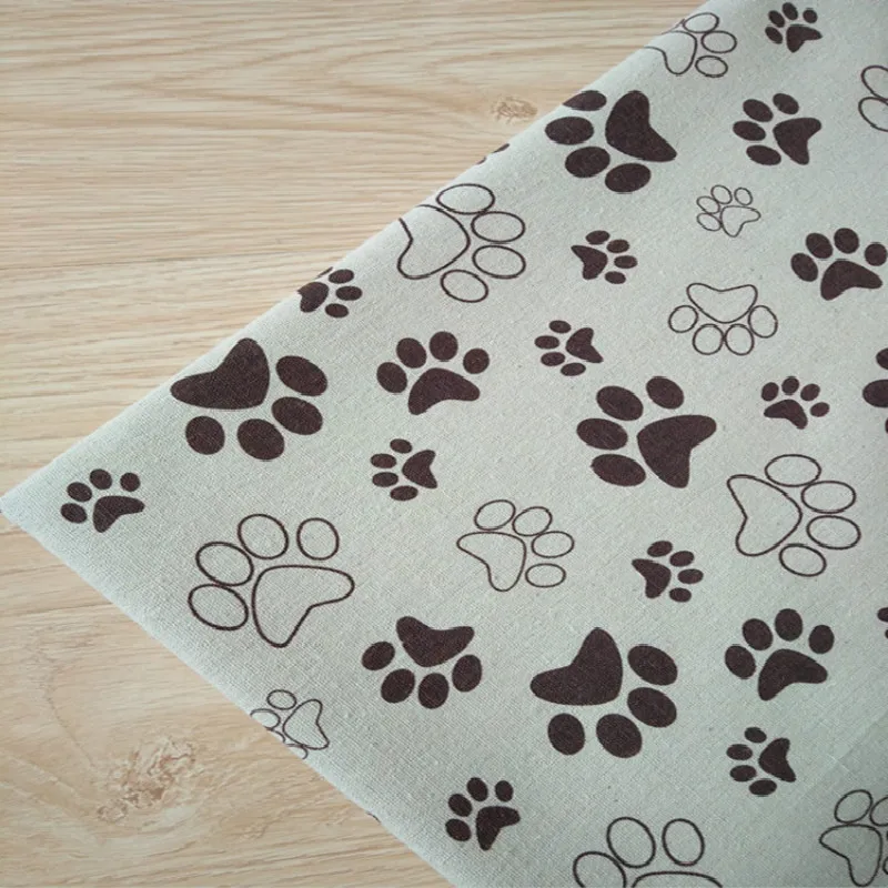 Ткань с принтом медвежьих лап тканевая занавеска ткань льняная ручной работы для