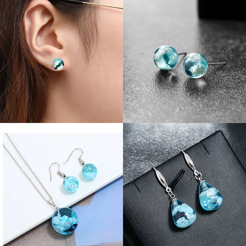 Серьги-подвески женские прозрачные шикарные ювелирные украшения из смолы в