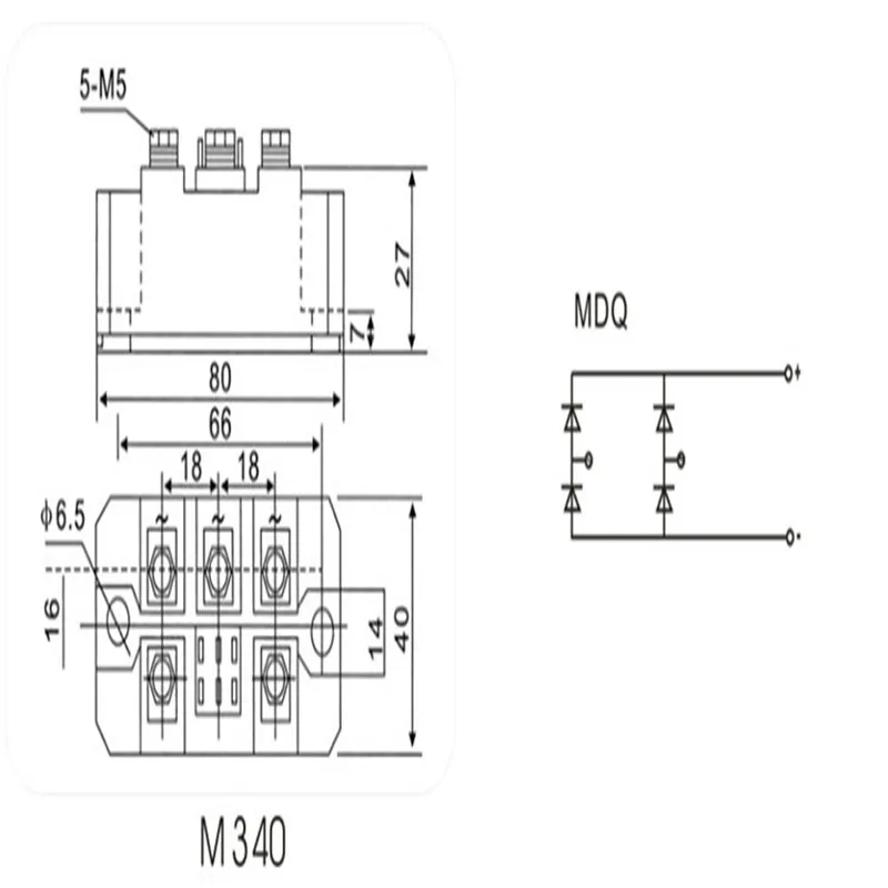 MDQ 200A 100A/150A/200A/300A/500A AC1600V кремния Управление полупроводниковые диодный мост