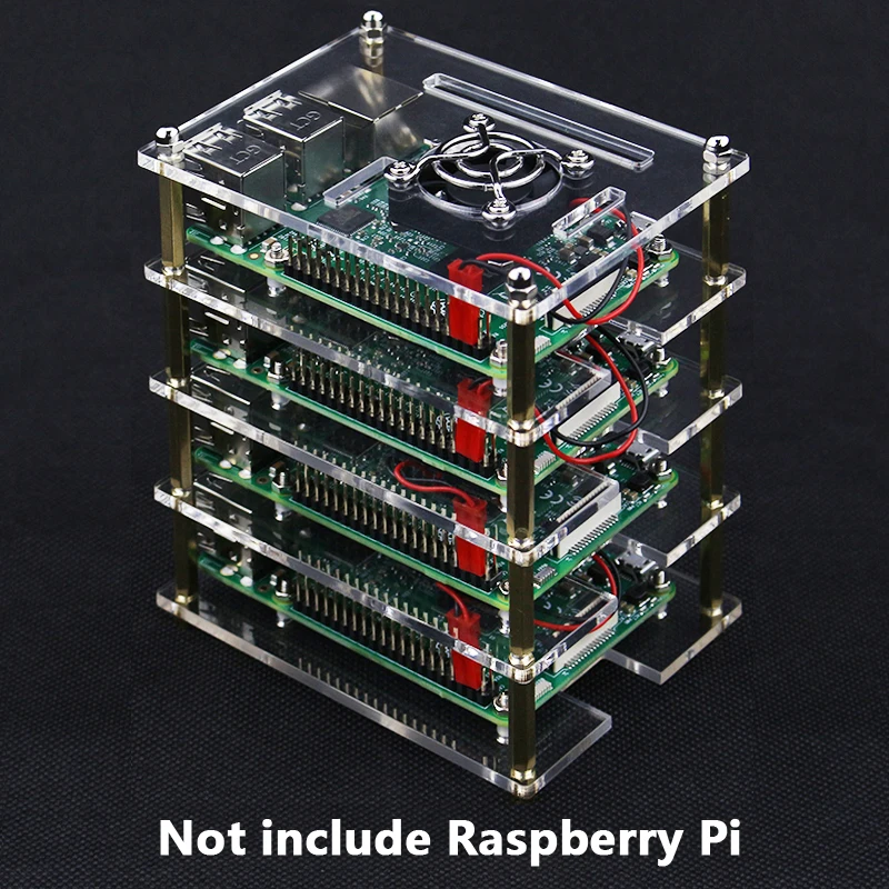 1 10 слоев для Raspberry Pi 4 акриловый чехол прозрачный корпус + вентилятор охлаждения