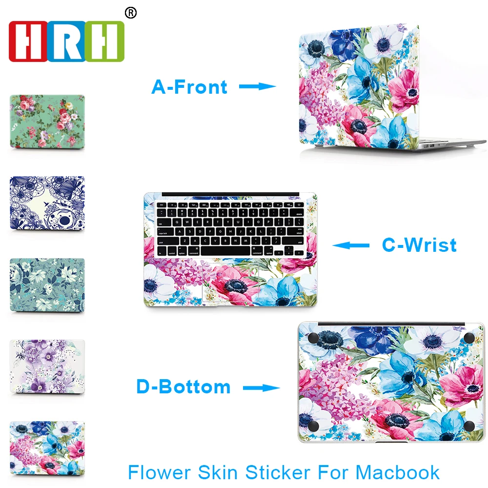 HRH 3 в 1 цветок Виниловая наклейка для ноутбука Macbook Air Pro Retina 11 12 13 15 дюймов Кожа