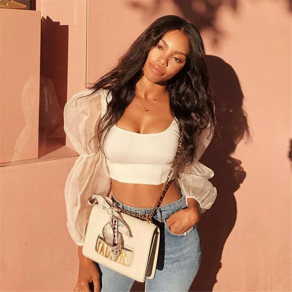 2020 летние женские топы винтажное Сетчатое платье фонарь с длинным рукавом