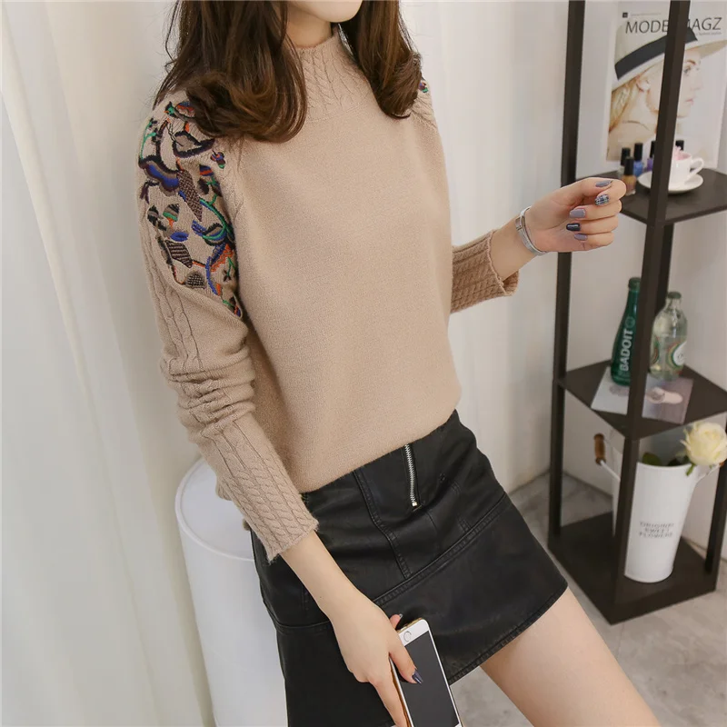 2019 Korean Fashion Women Sweaters and Pullovers Sueter Mujer Ruffled Sleeve Turtleneck Solid loose Sexy Elastic Tops | Женская одежда